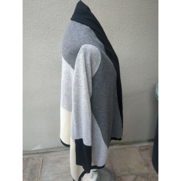 Charter Club 100% Cashmere Cardigan LG Color block Neutrals Scarf Hem. - Picture 3 of 10